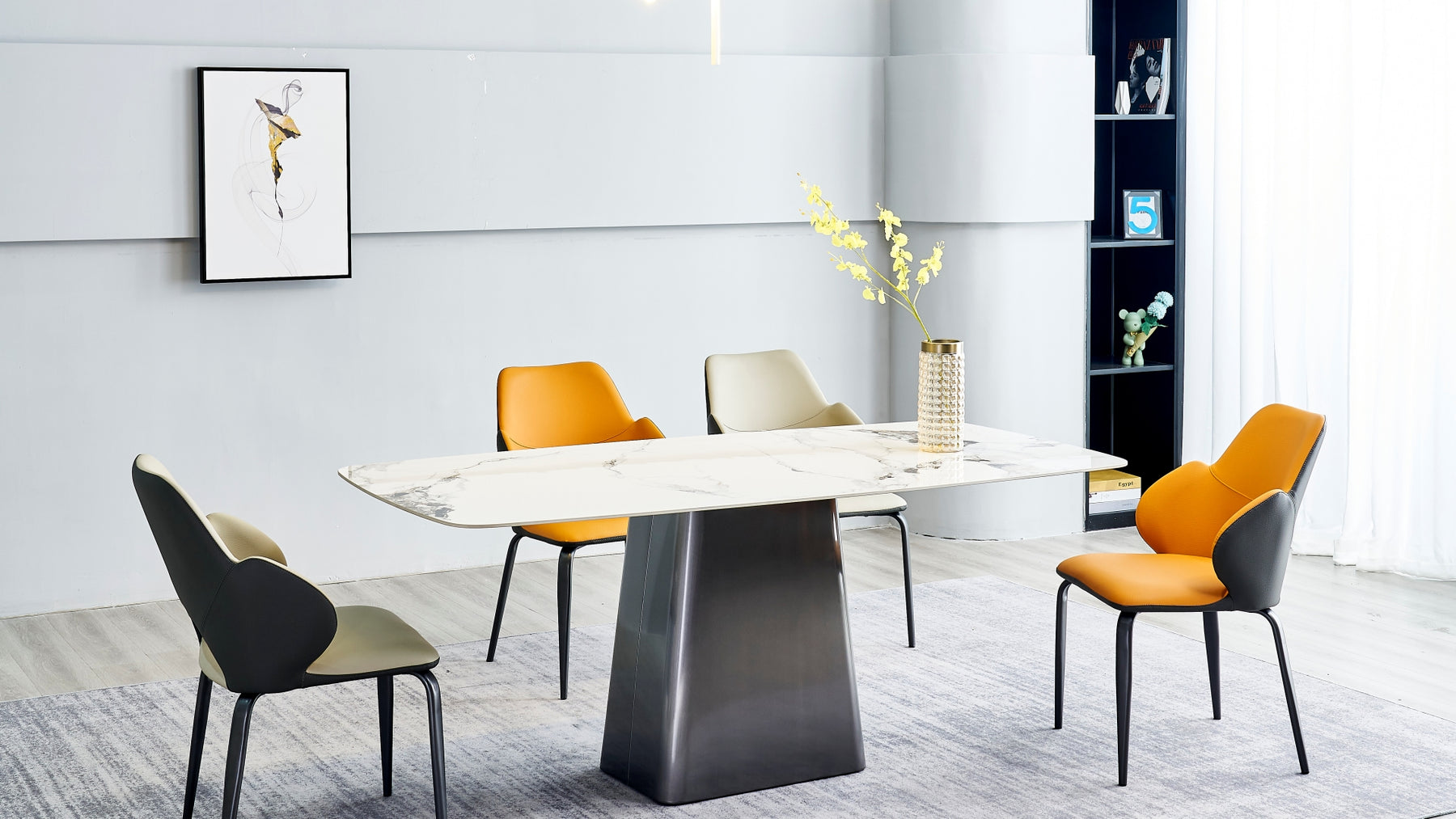 FS-D686 Black Titanium Trumpet Dining Table