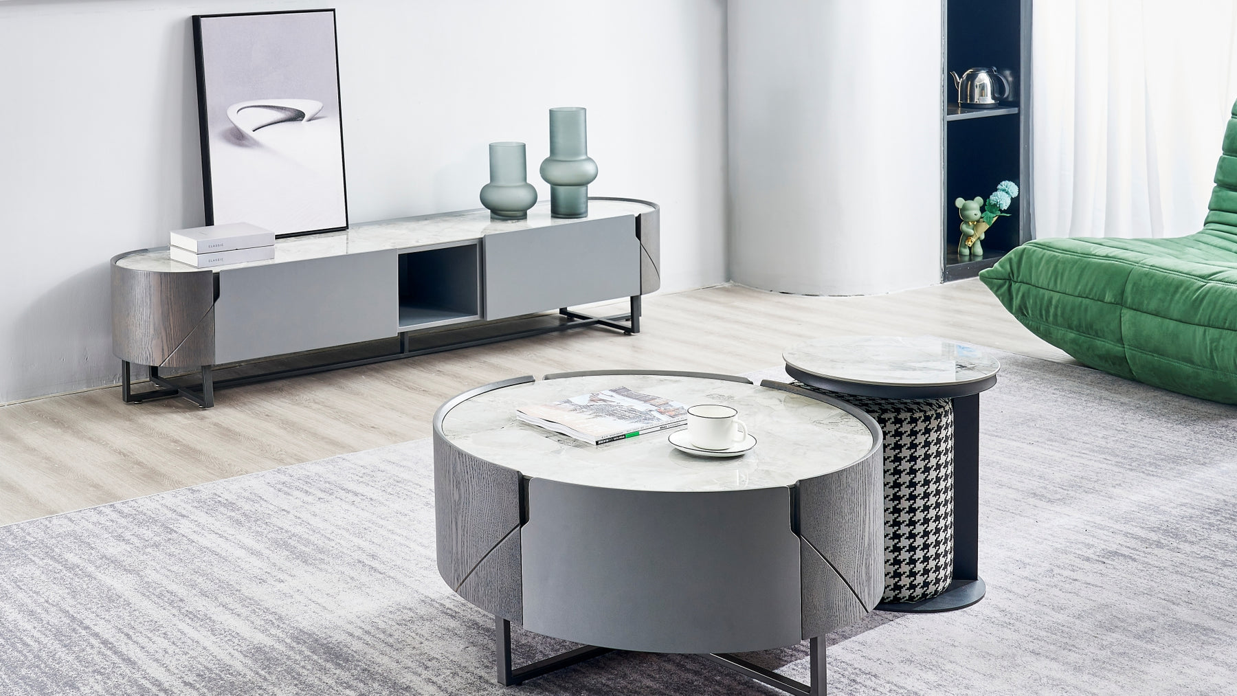 Luxury end Table Design Stainless Steel Black Titanium Coffee Table Set Living Room Furniture