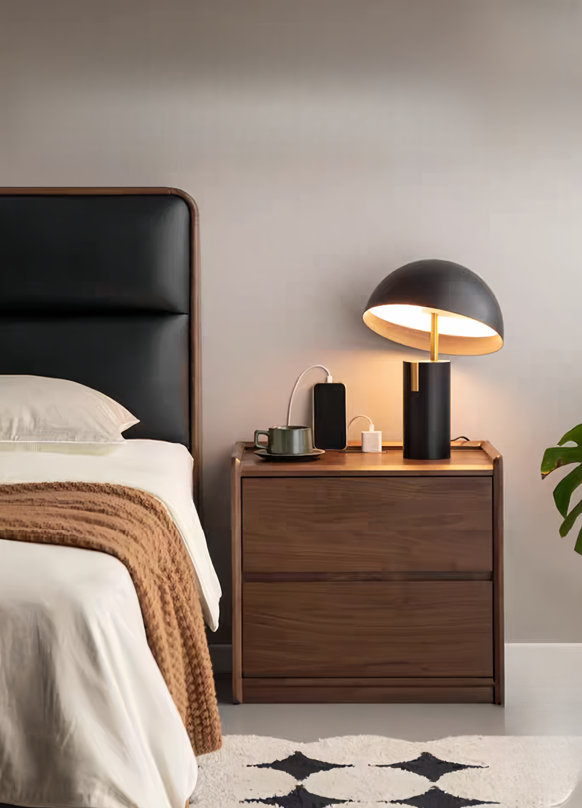 Solid Wood Nightstand with Black Walnut YS-033108