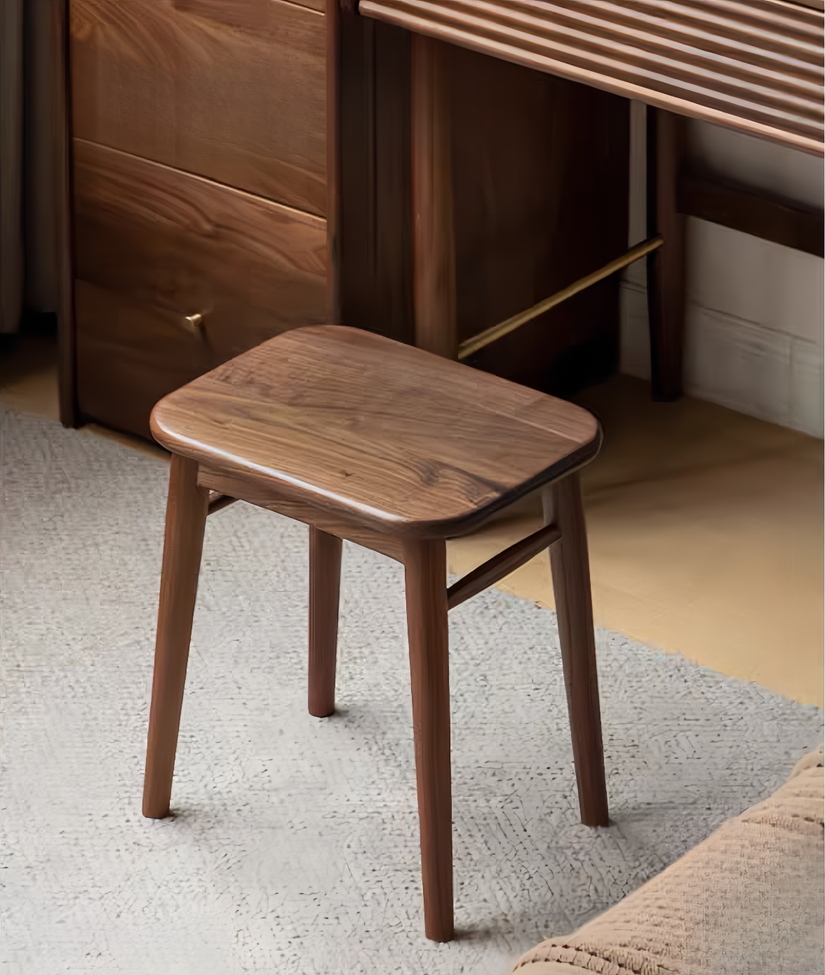Solid Wood Vanity Stool - Black Walnut YH-051203