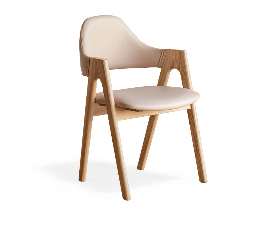 solid wood armrest curved backrest leather upholstered dining chair YS-051902