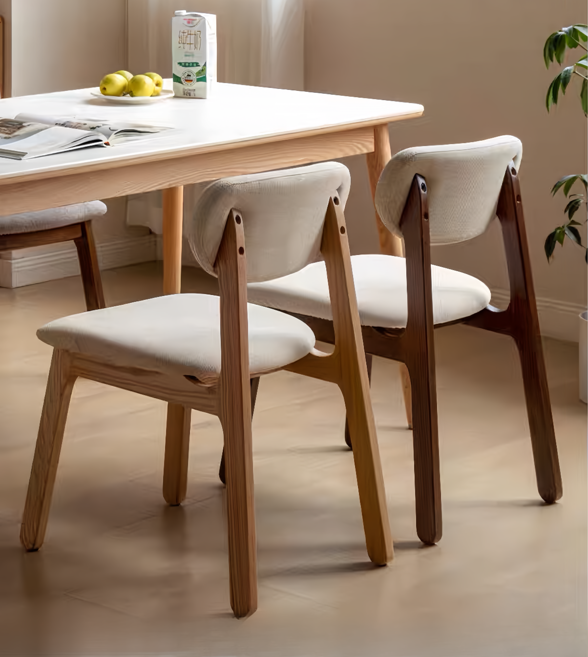 Black walnut dining chair with milk tea color soft cushion YS-051613