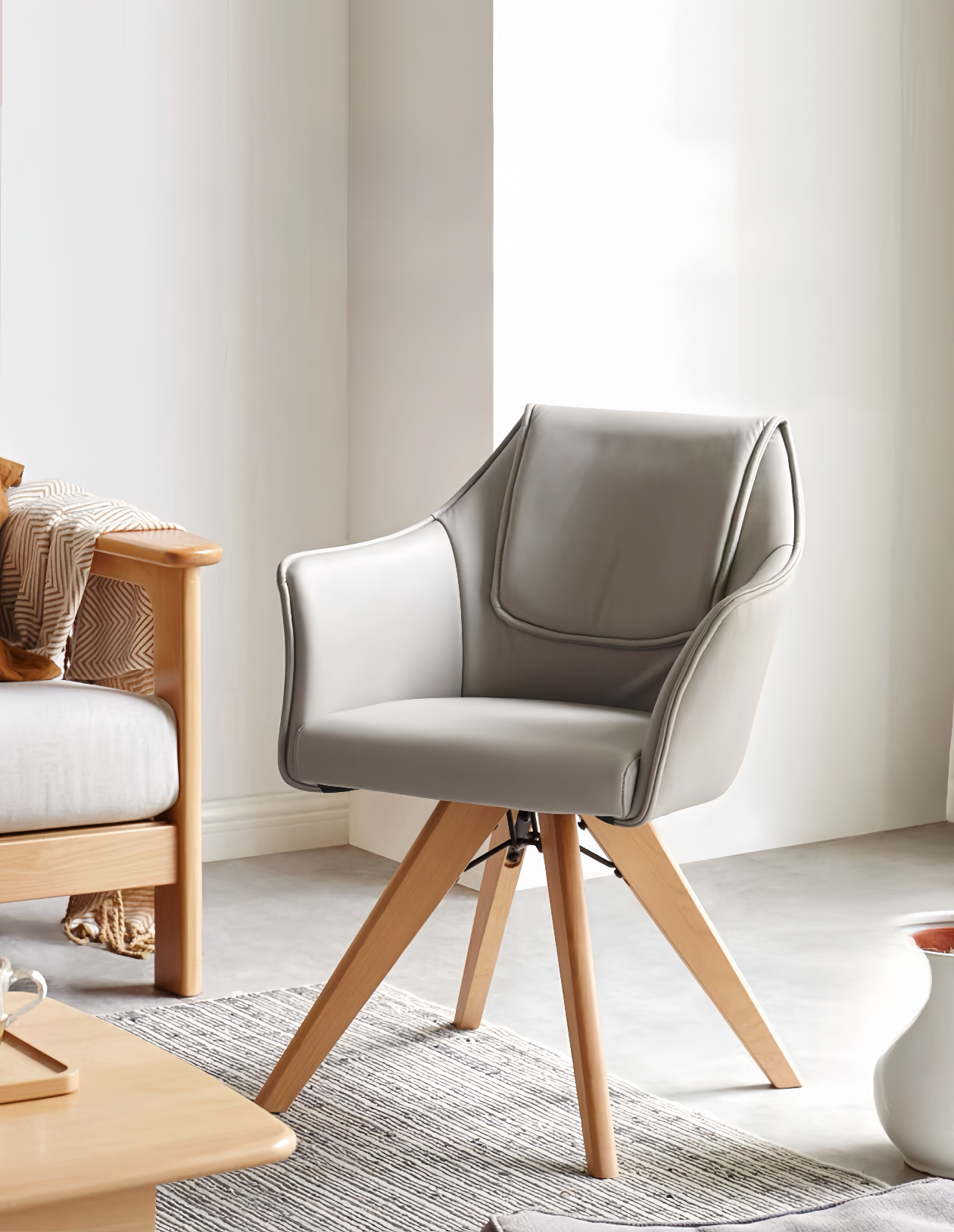 Rotatable leather backrest sofa chair YS-061144