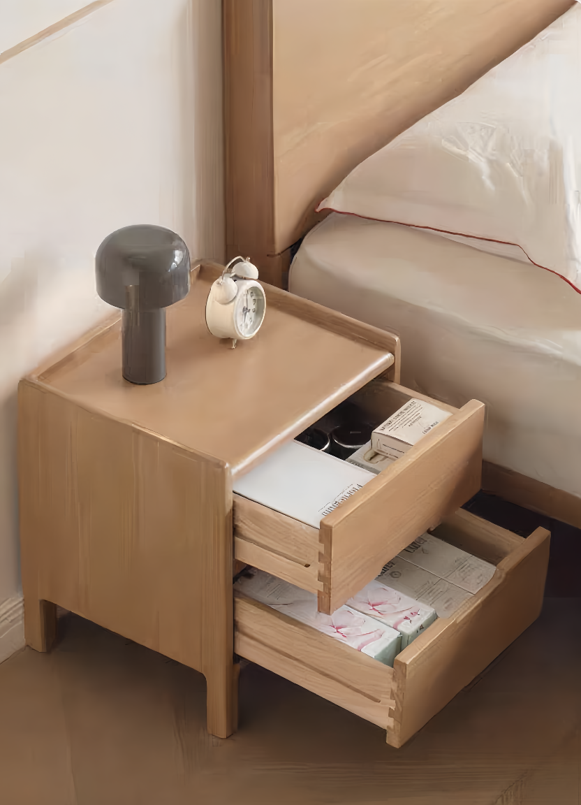 Log-style solid wood bedside cabinet FS-YS061161