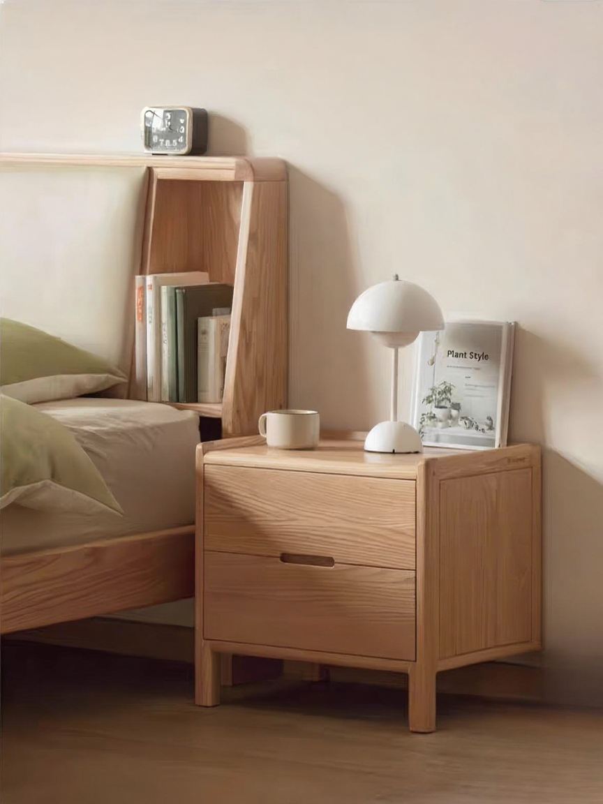 Log-style solid wood bedside cabinet FS-YS061161