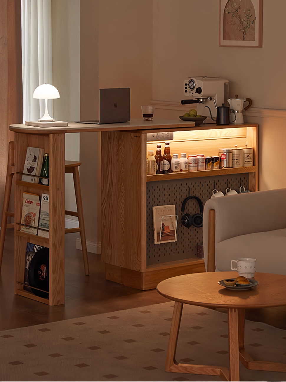 solid wood retractable bar dining table FS-YS06136