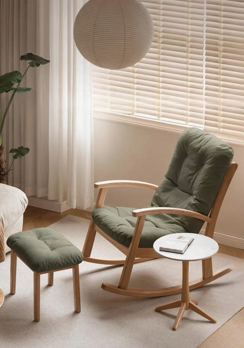 solid wood rocking chair + footstool set FS-YS061330