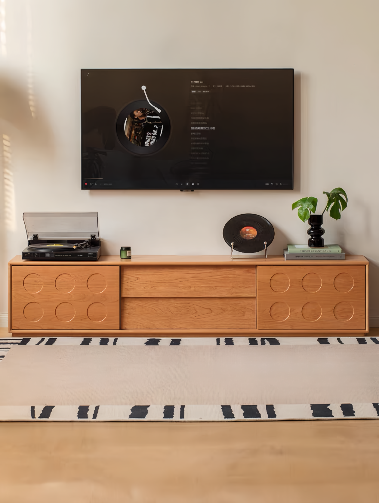 Mid-century modern solid wood TV cabinet FS-YS070107