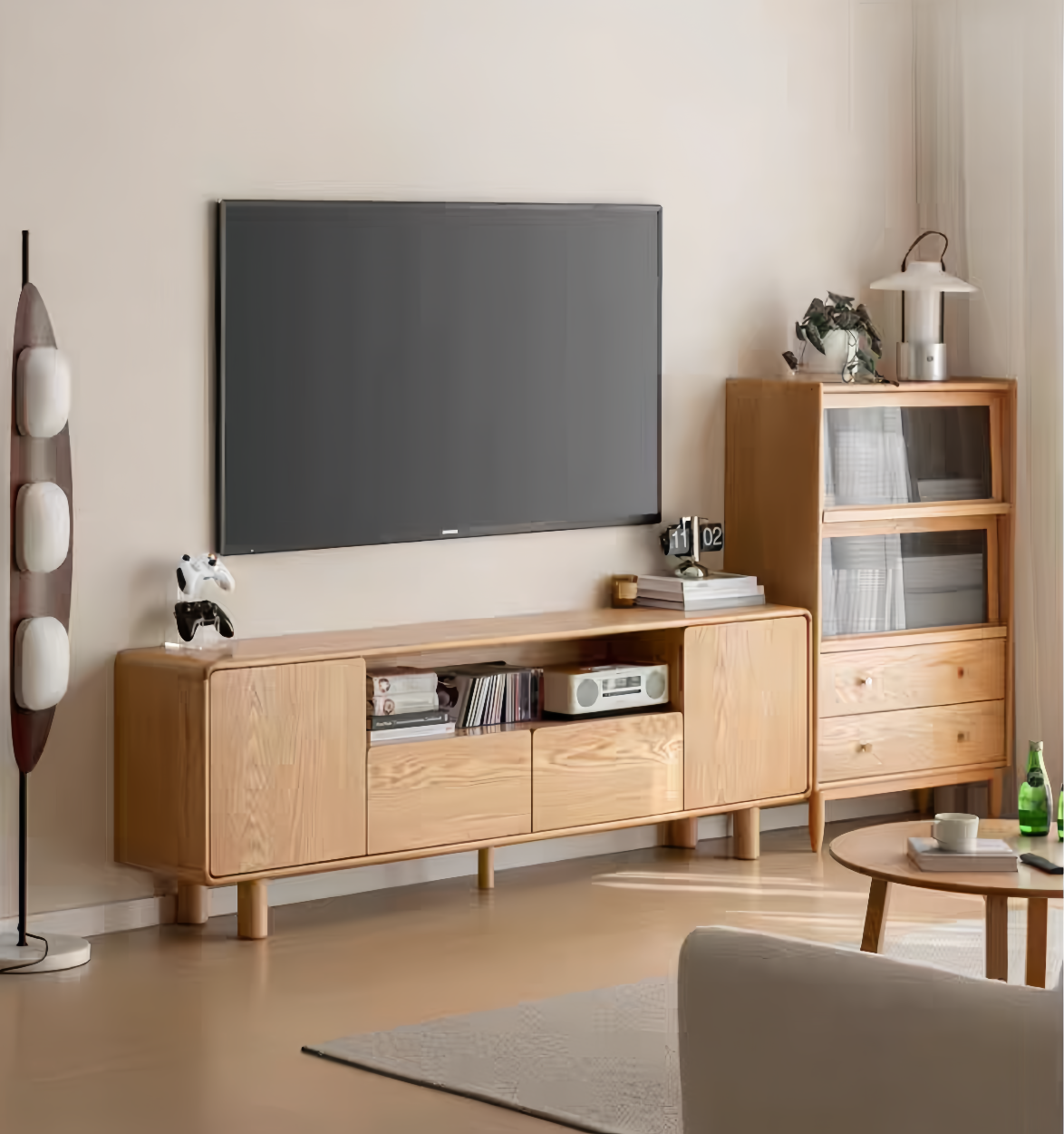 tall solid wood TV cabinet FS-YS070209