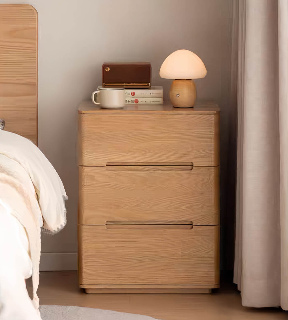 Simple red oak bedside table (without lock) FS-YS061173