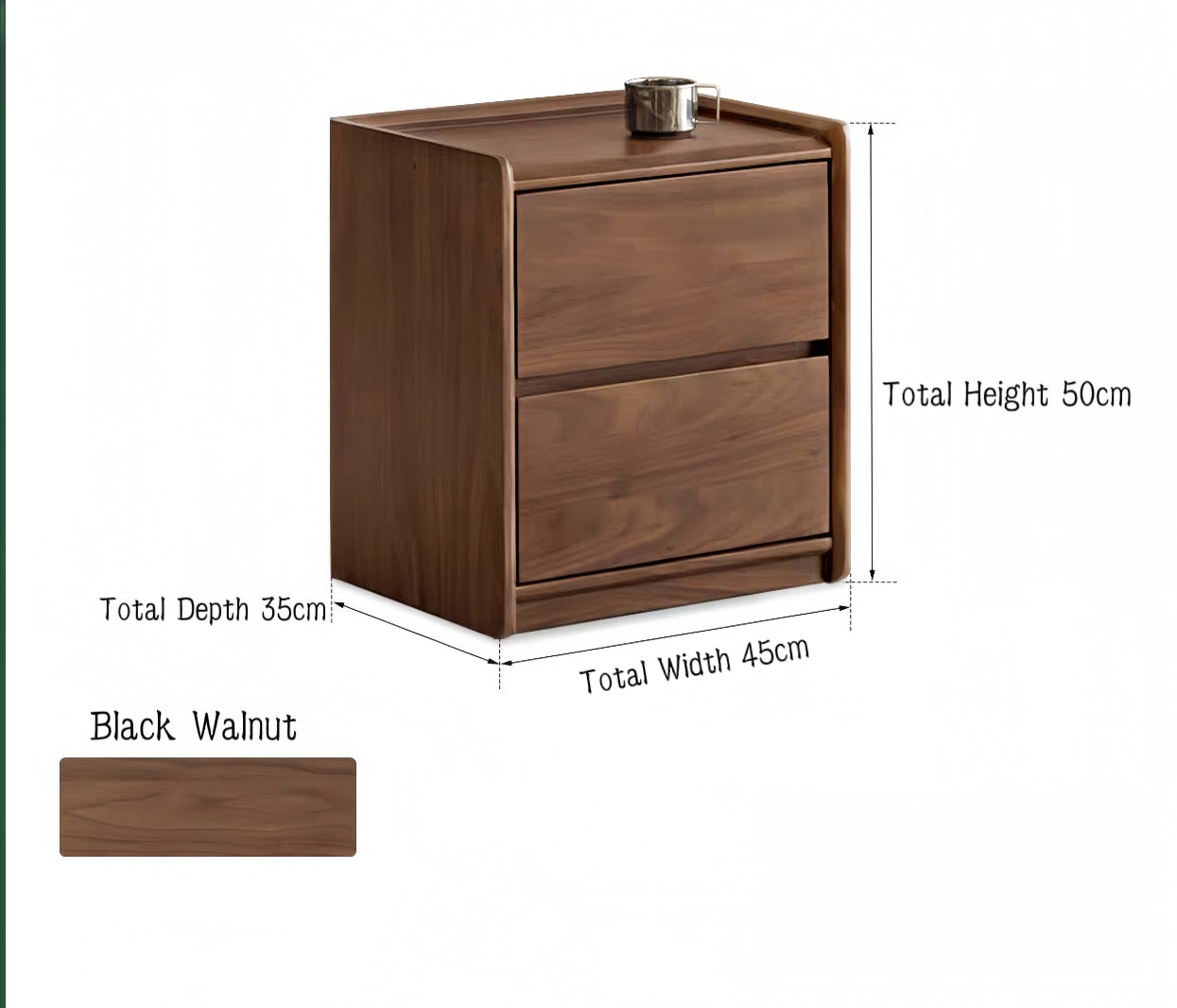 Solid Wood Nightstand with Black Walnut YS-033108