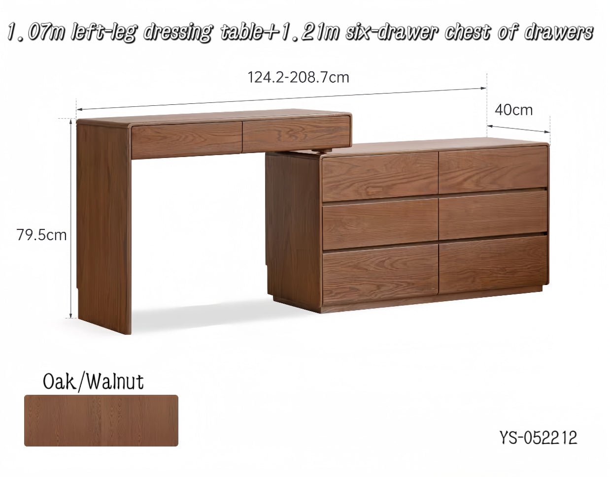Solid wood chest of drawers with telescopic dressing table YS-052212