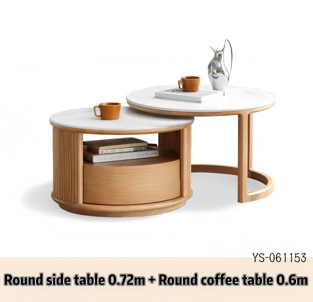 Oak log-style rock slab coffee table, large and small combination set YS-061153