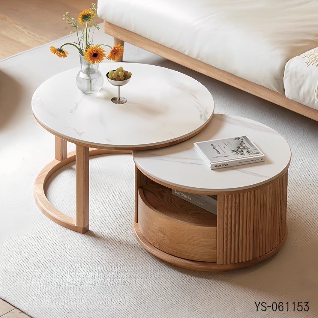 Oak log-style rock slab coffee table, large and small combination set YS-061153