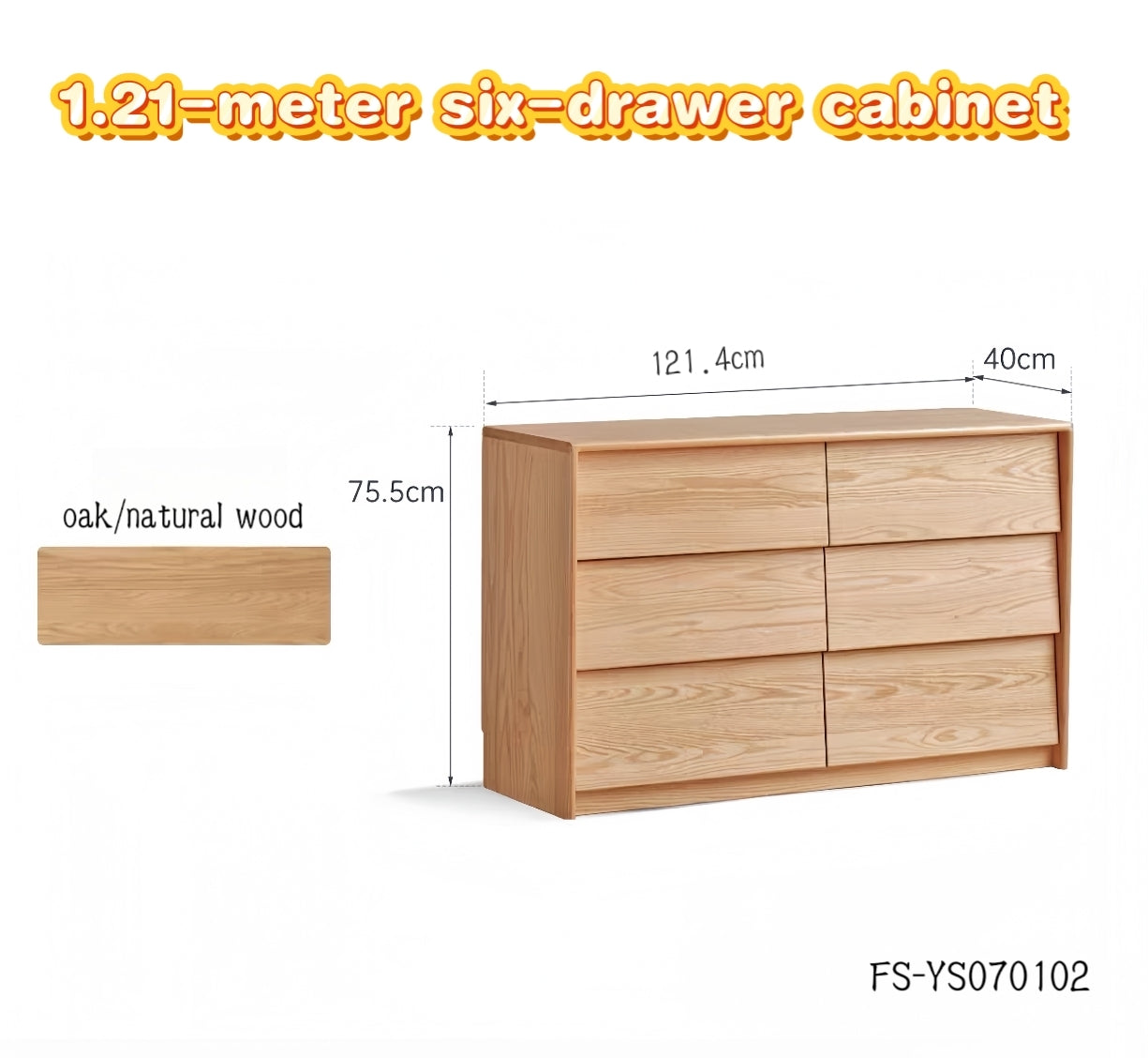 Oak five-drawer and six-drawer cabinets with slanted drawer fronts FS-YS070101/YS0707102