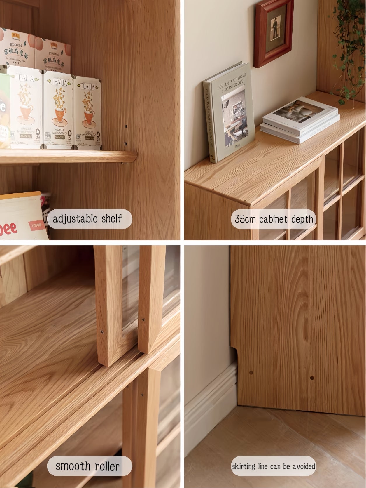 solid wood floor-standing freely combinable sliding door bookcase FS-YS070103/070104