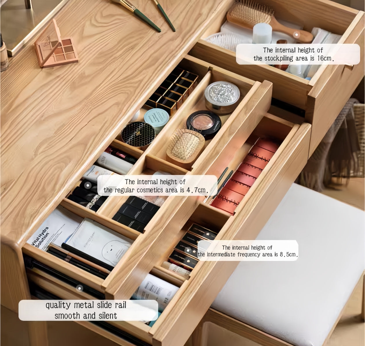 Solid wood dressing table and makeup mirror set FS-YS061159