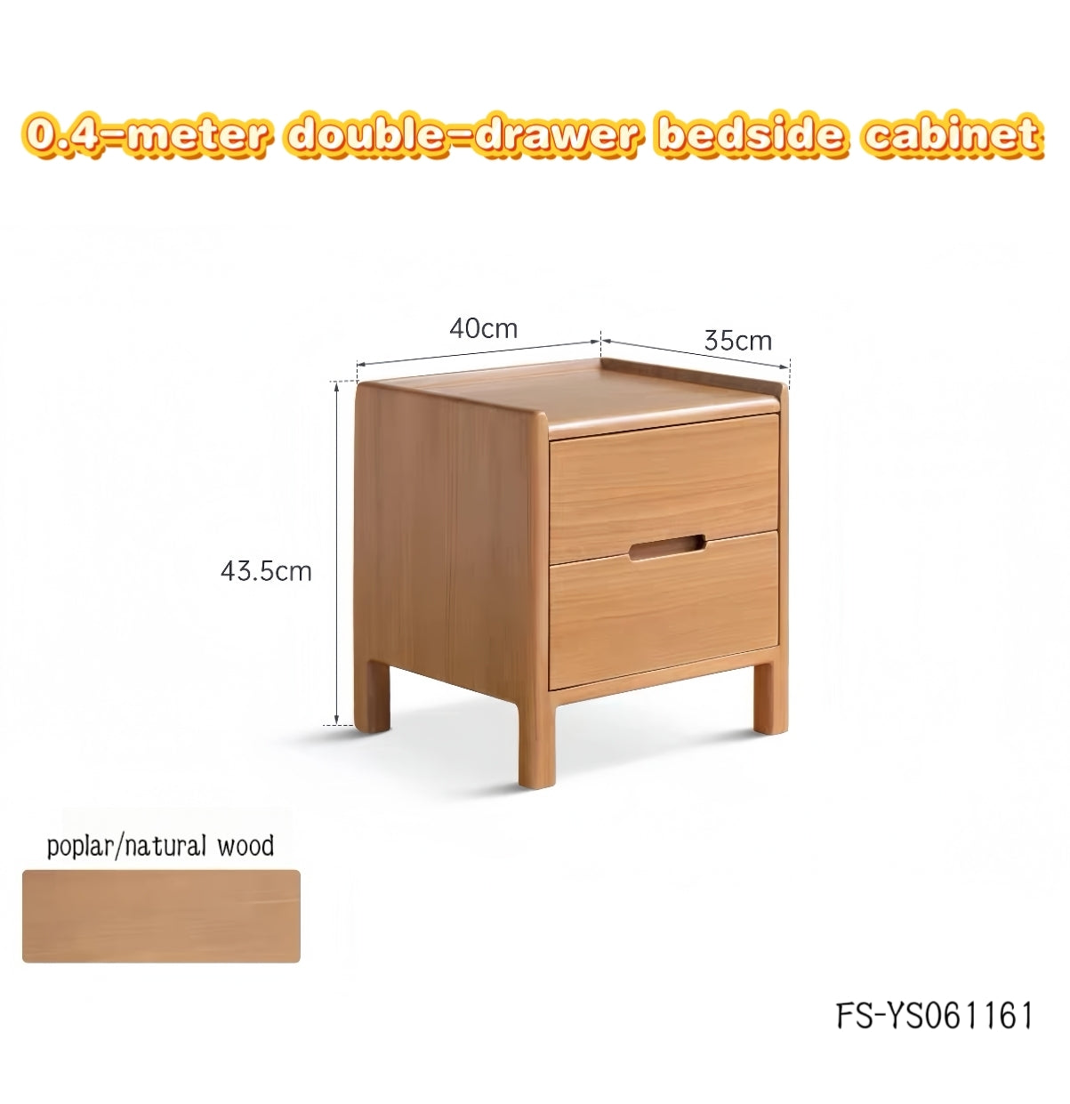 Log-style solid wood bedside cabinet FS-YS061161