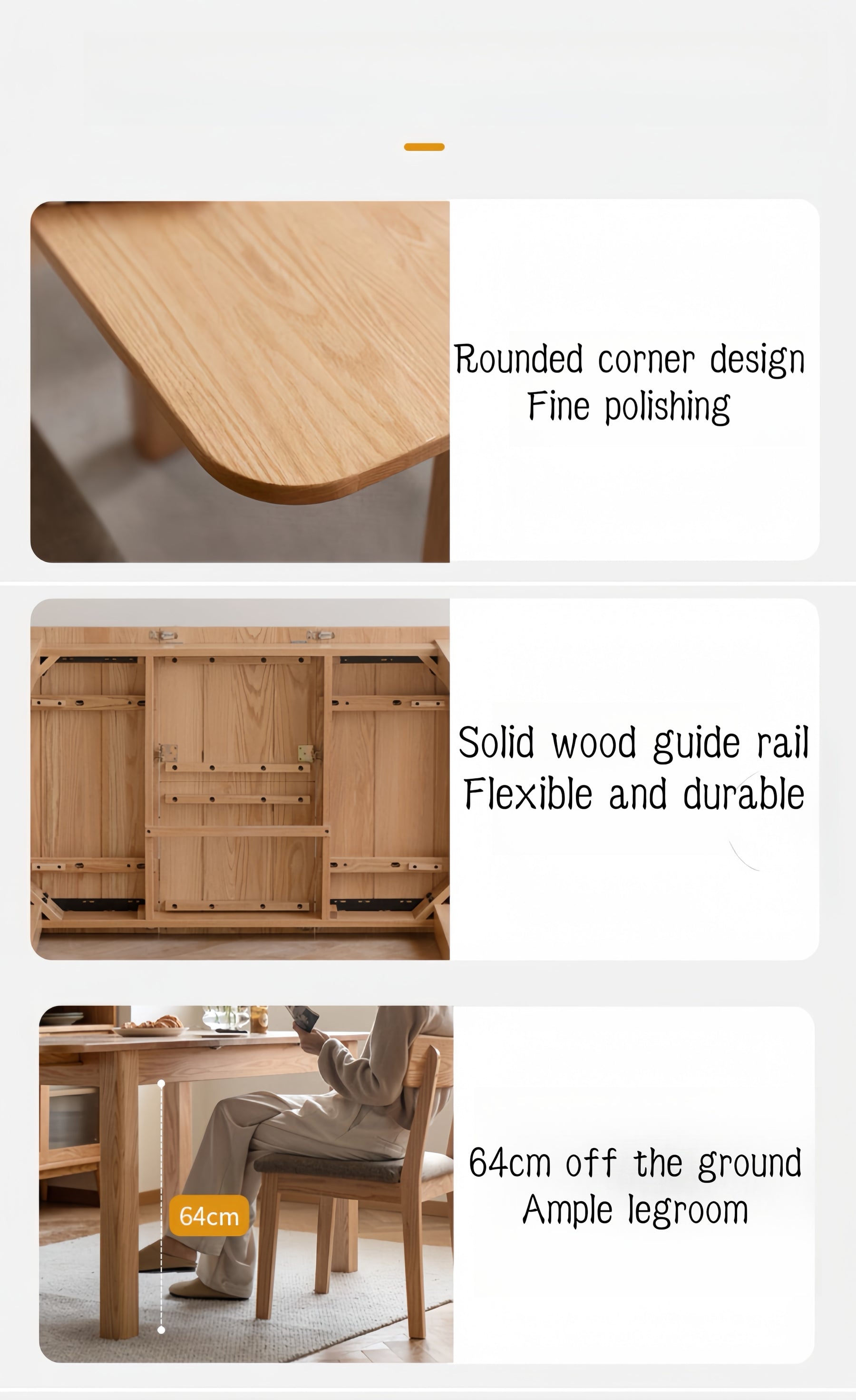 Solid wood extendable dining table FS-YS061164