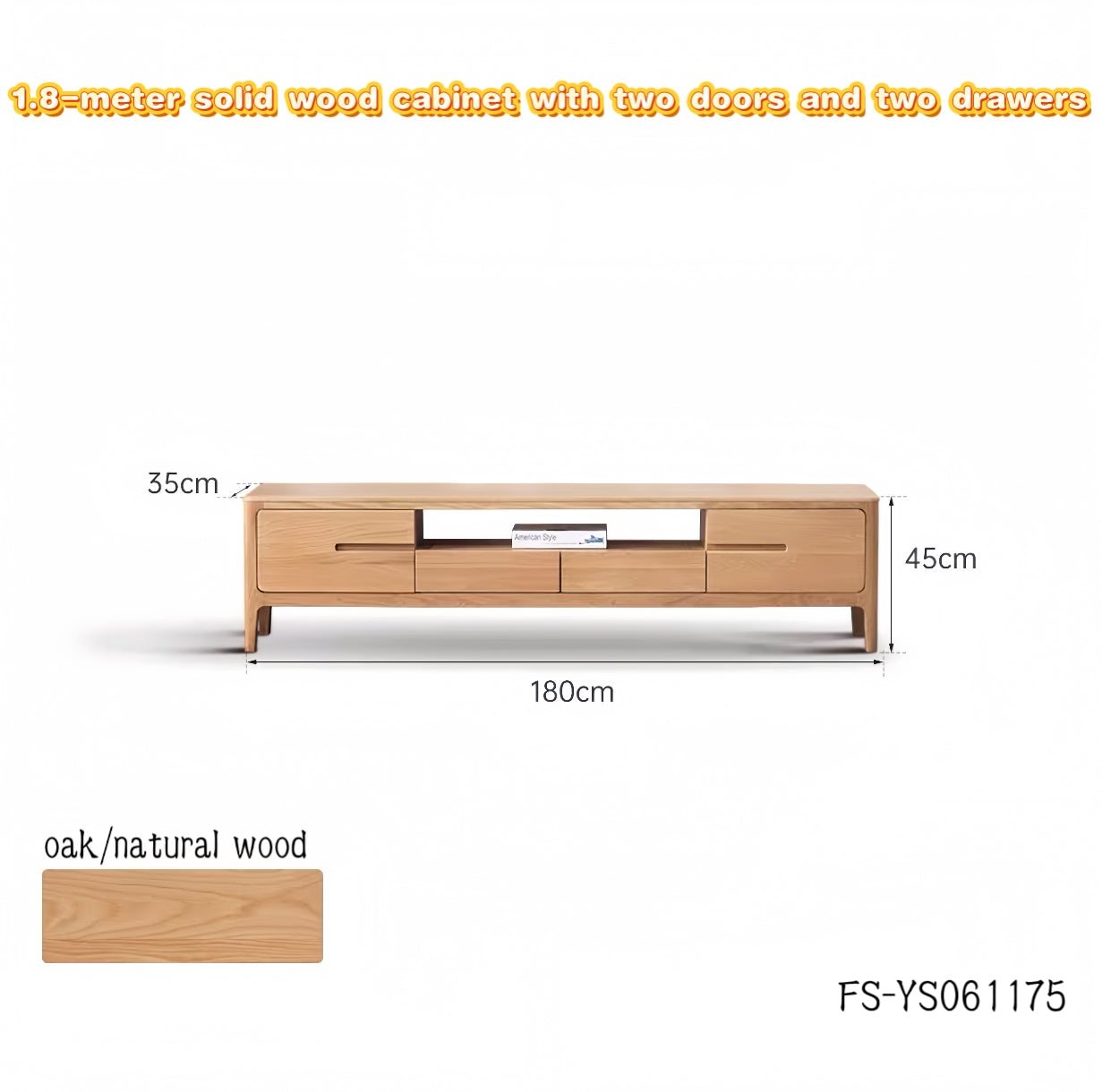solid wood TV cabinet with two doors and two drawers FS-YS061174/061175/061176/061177