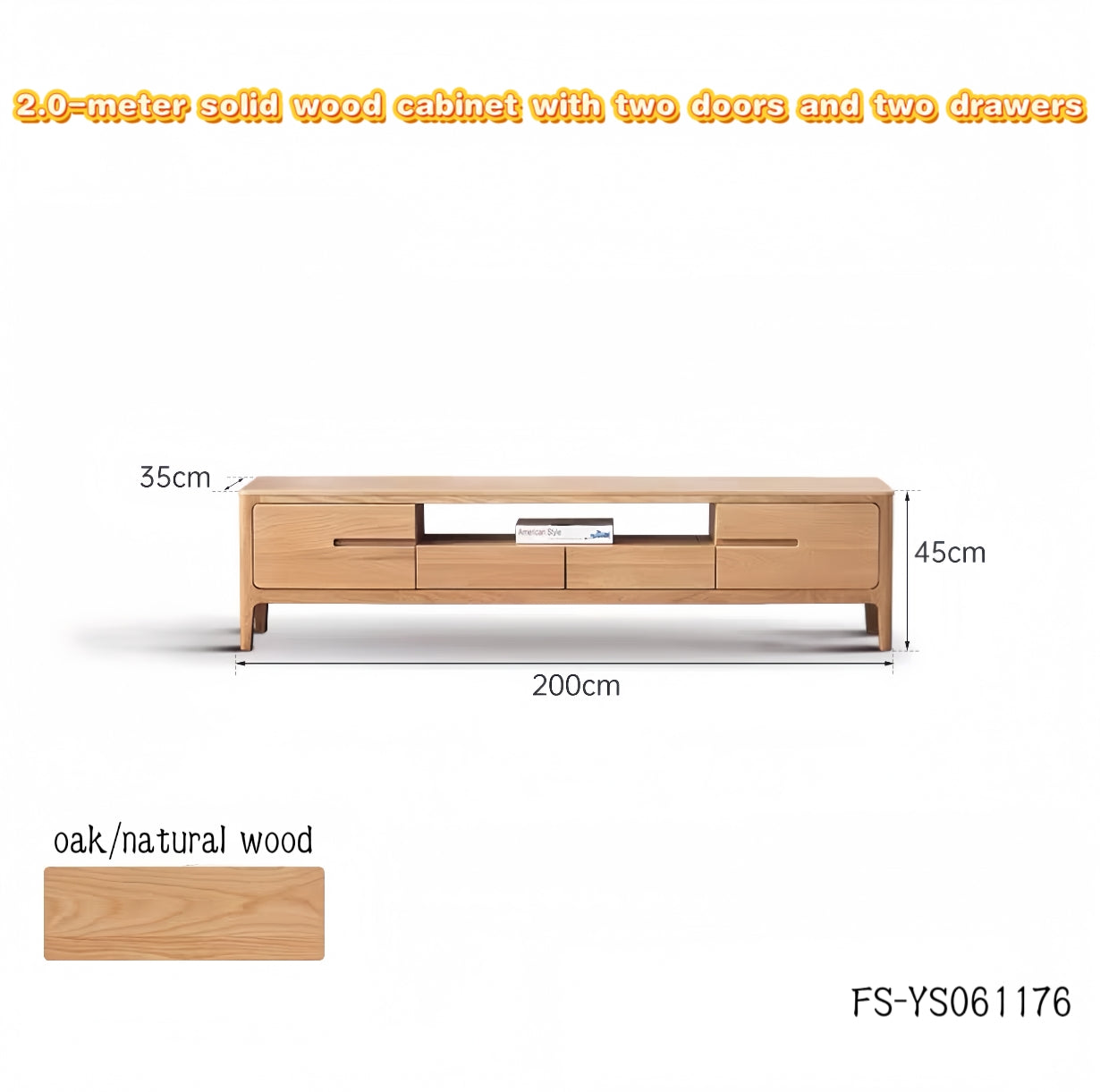 solid wood TV cabinet with two doors and two drawers FS-YS061174/061175/061176/061177