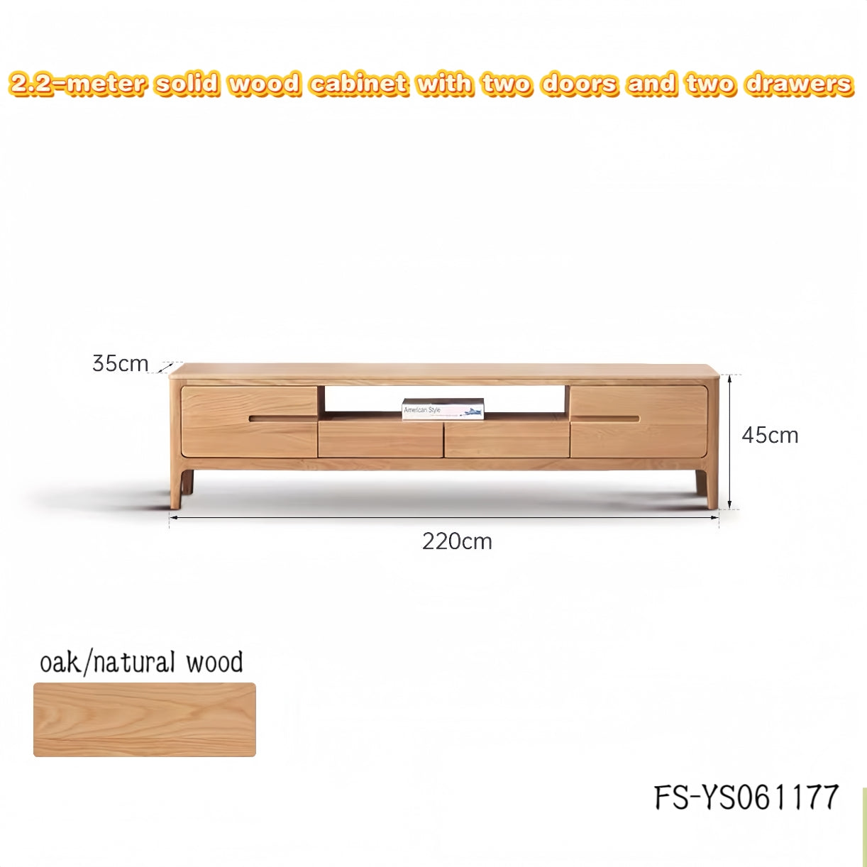 solid wood TV cabinet with two doors and two drawers FS-YS061174/061175/061176/061177