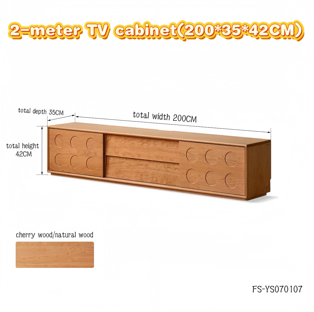 Mid-century modern solid wood TV cabinet FS-YS070107