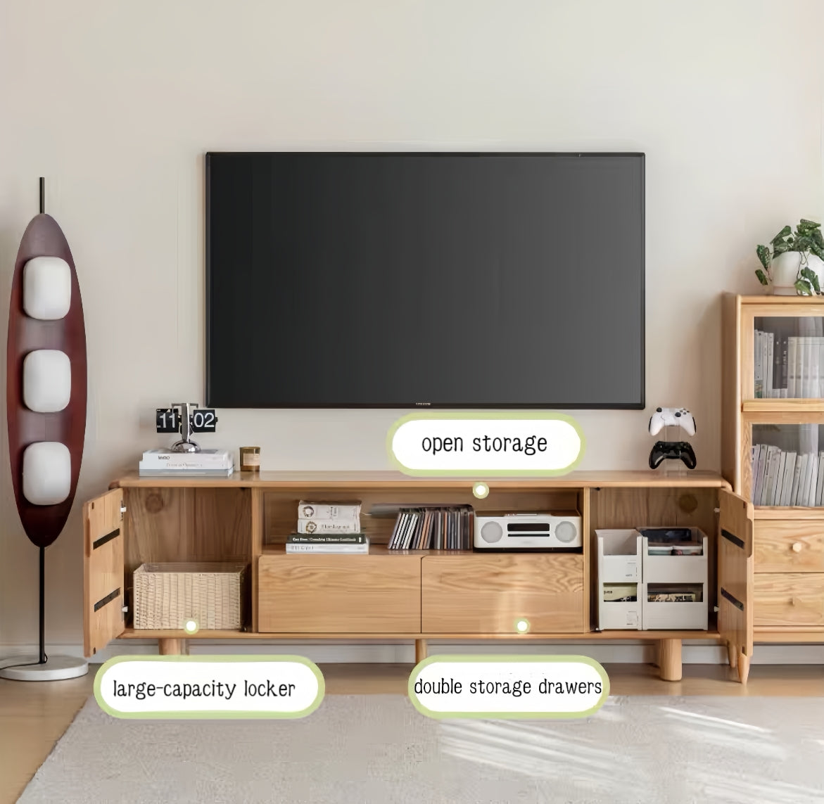 tall solid wood TV cabinet FS-YS070209