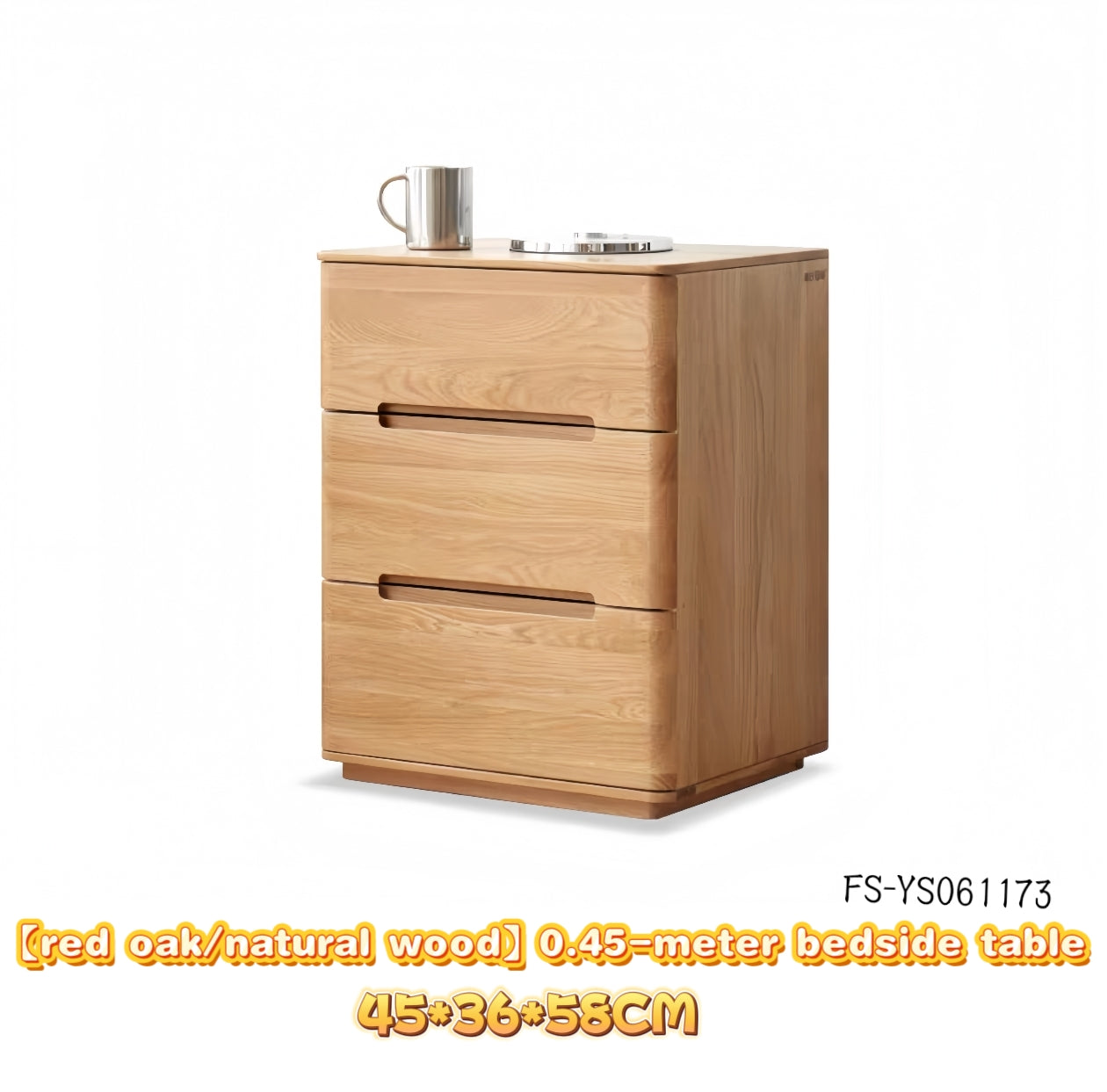 Simple red oak bedside table (without lock) FS-YS061173