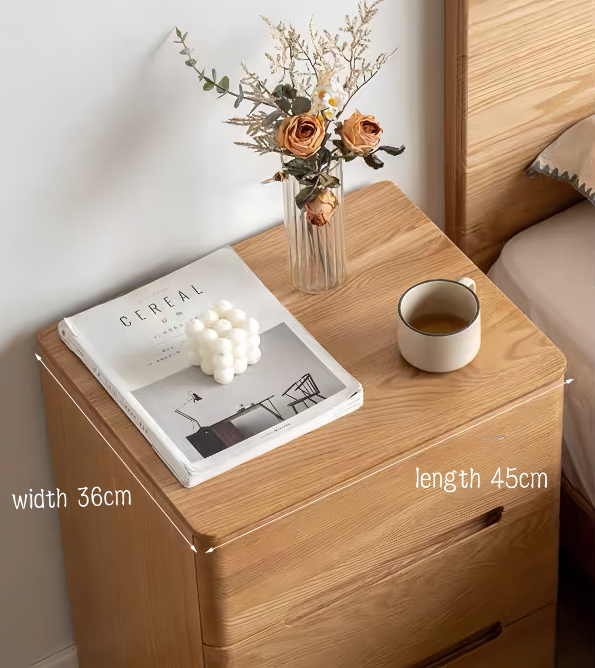 Simple red oak bedside table (without lock) FS-YS061173