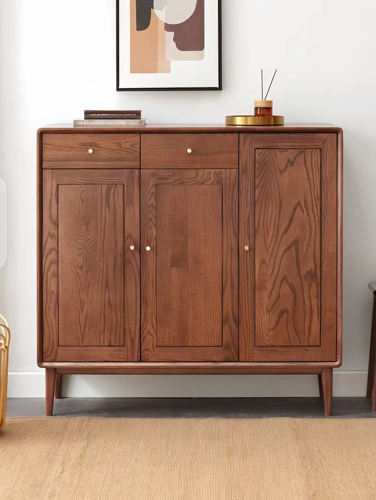 Solid wood walnut three-door shoe cabinet YS-052917