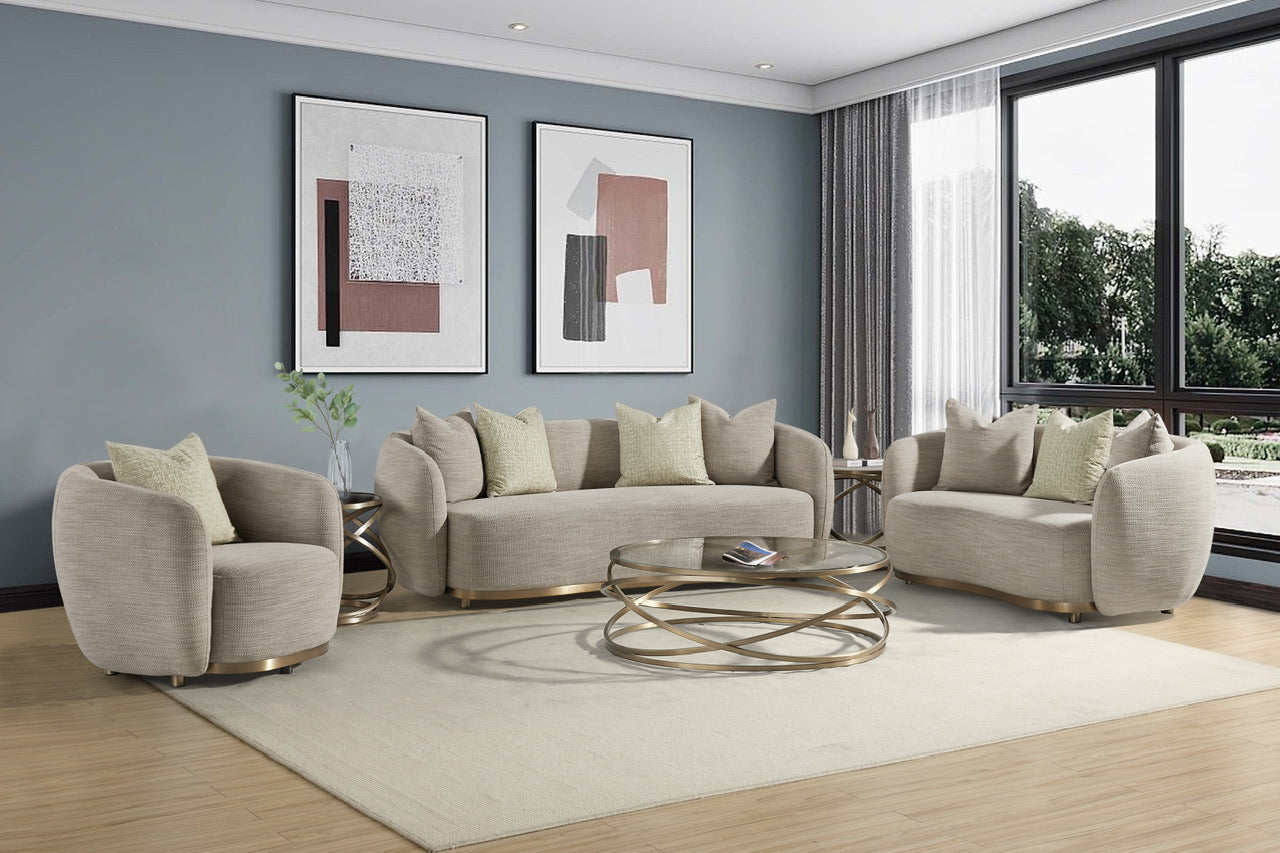 Beige Fabric 3 Seater Sofa FS-CL8025