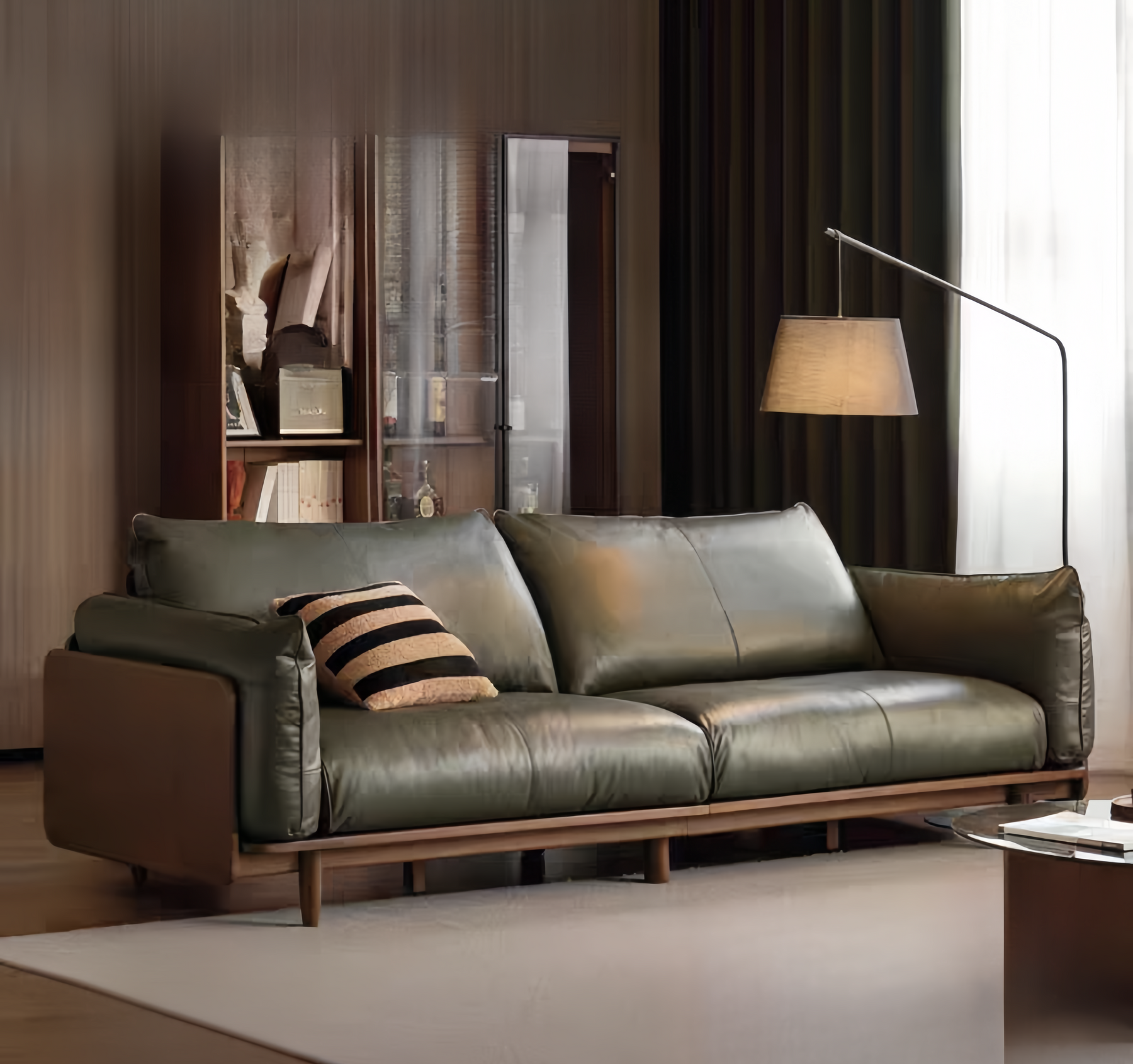 Solid Wood and Genuine Leather Sofa YS-042101/042102