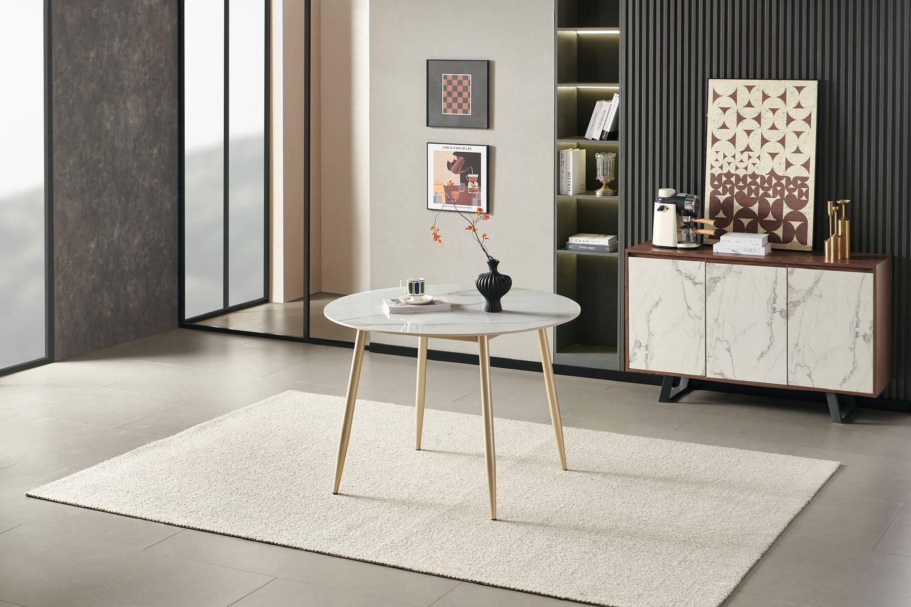 Light Luxury Round Sintered Stone Dining Table - CL-DT01-110