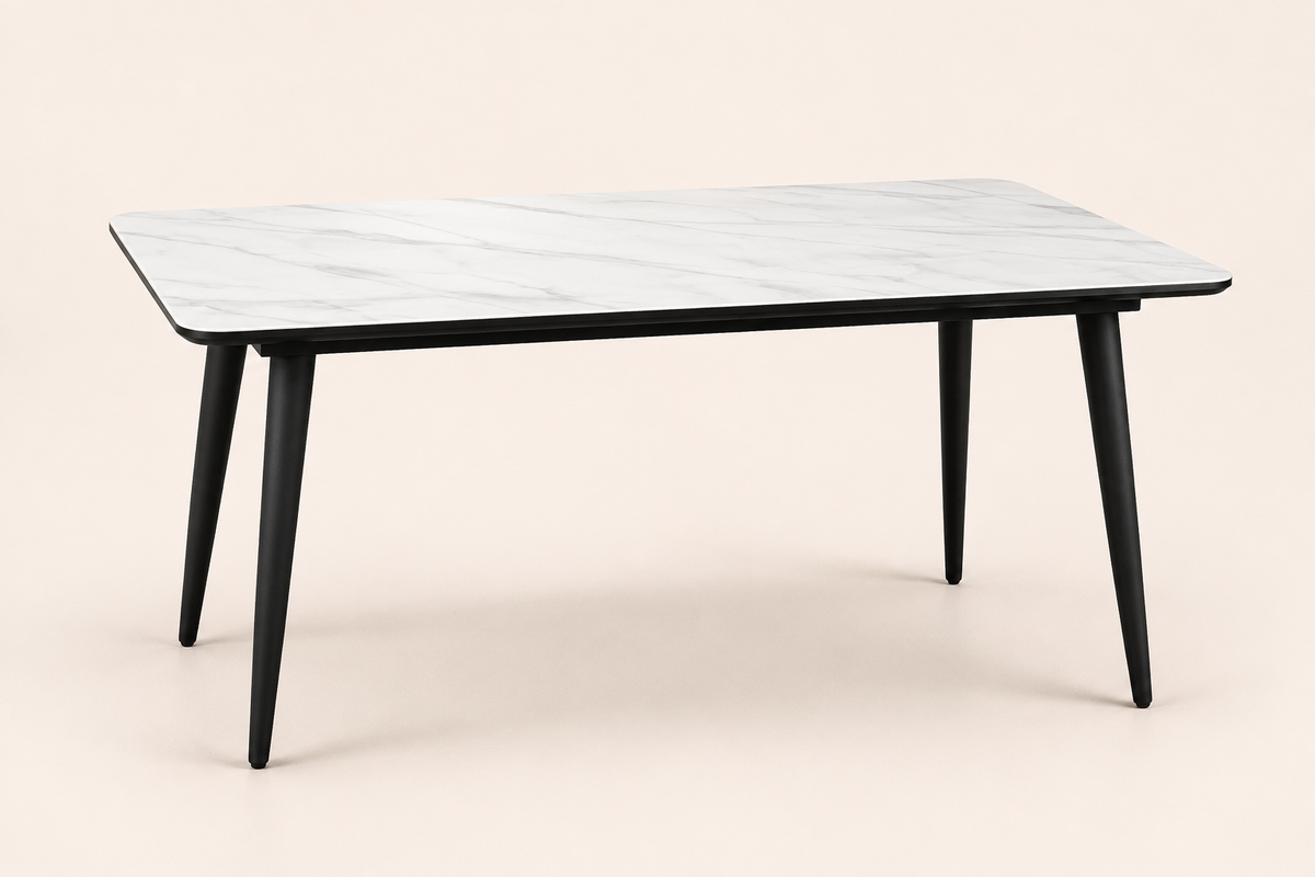C-001 Glossy Snow Mountain White Sintered Stone Dining Table