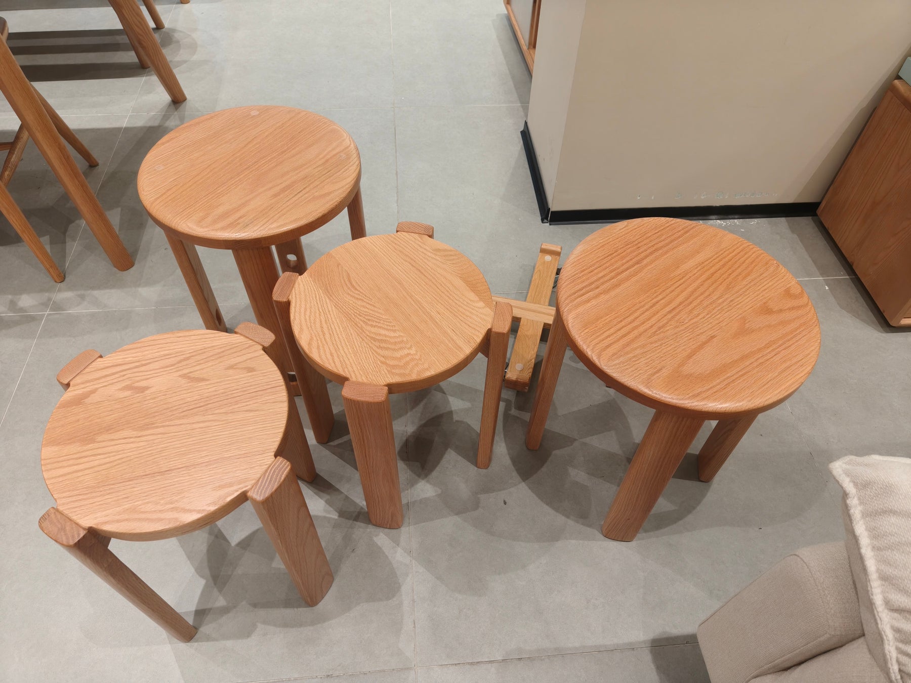 0.37m stacking stools * 4 + solid wood base YS25112601