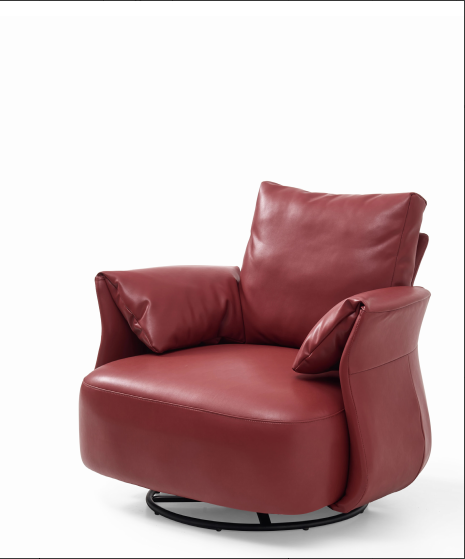 HYJ-T005 Modern Rocking & Swivel Lounge Chair | Light Grey / Red | 90×81×82cm