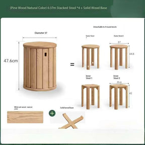 0.37m stacking stools * 4 + solid wood base YS25112601