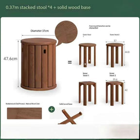 0.37m stacking stools * 4 + solid wood base YS25112601
