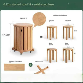 0.37m stacking stools * 4 + solid wood base YS25112601