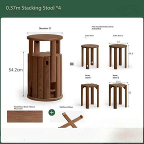 0.37m stacking stools * 4 + solid wood base YS25112601