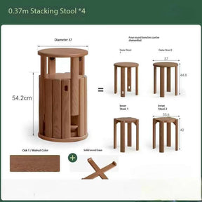 0.37m stacking stools * 4 + solid wood base YS25112601
