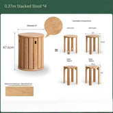 0.37m stacking stools * 4 + solid wood base YS25112601