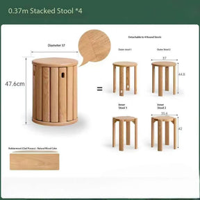 0.37m stacking stools * 4 + solid wood base YS25112601