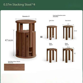 0.37m stacking stools * 4 + solid wood base YS25112601