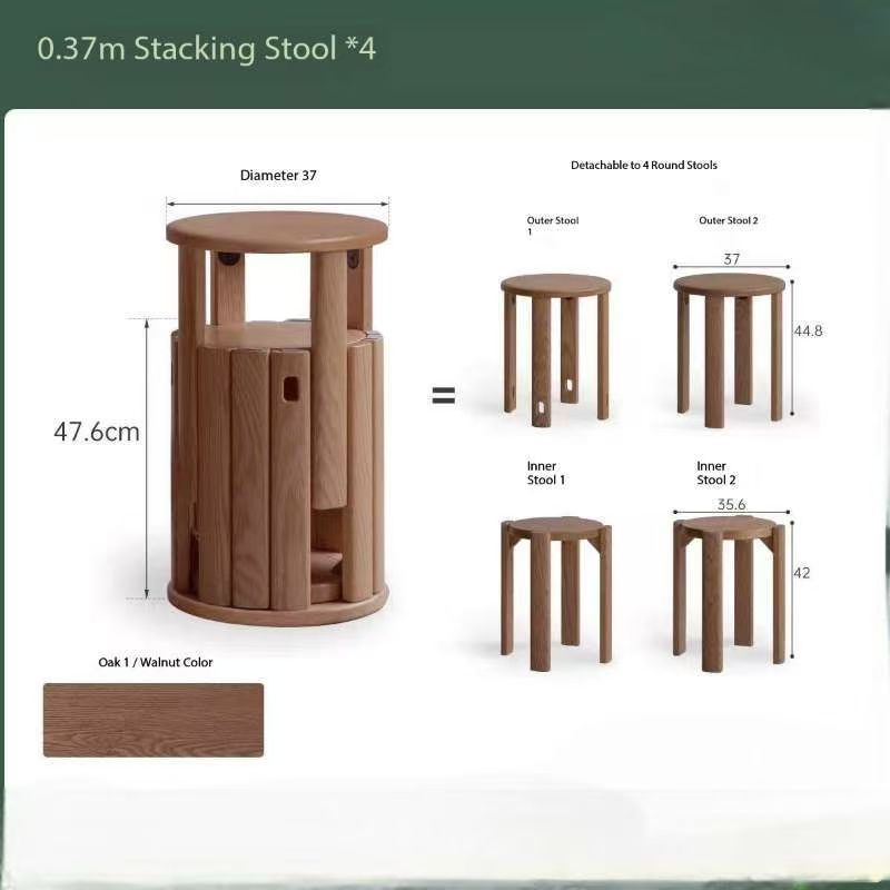 0.37m stacking stools * 4 + solid wood base YS25112601