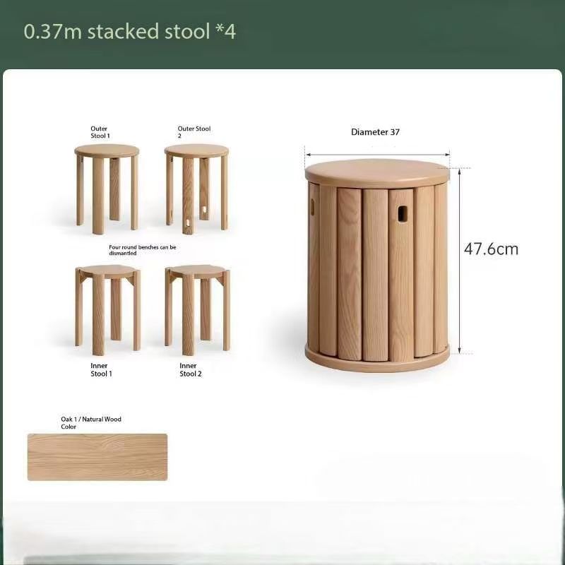 0.37m stacking stools * 4 + solid wood base YS25112601