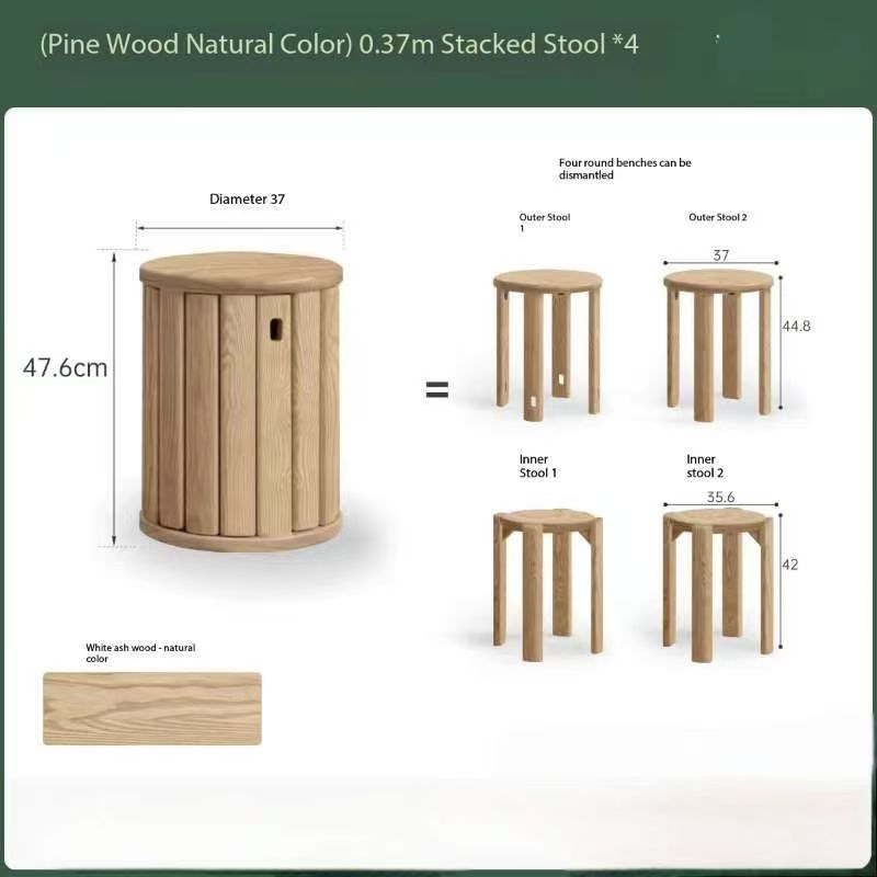 0.37m stacking stools * 4 + solid wood base YS25112601