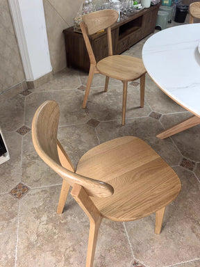 Oak and walnut color arc-shaped dining chair YS26031001