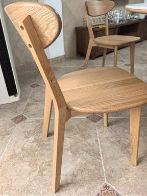 Oak and walnut color arc-shaped dining chair YS26031001